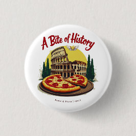 Vintage Colosseum Rome & Neapolitan Pizza Art Ronde Button 3,2 Cm