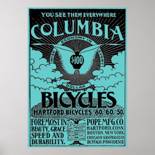 Vintage Columbia fietsen Advertisement Poster