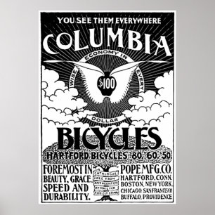 Vintage Columbia fietsen Advertisement Poster