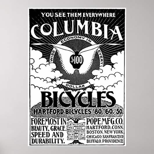 Vintage Columbia fietsen Advertisement Poster (Voorkant)