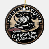 "Vintage Communicatie" Retro Embleem Ontwerp Keramisch Ornament (Voorkant)