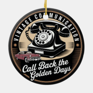 "Vintage Communicatie" Retro Embleem Ontwerp Keramisch Ornament