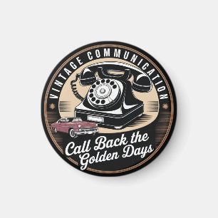 "Vintage Communication" Retro Embleem Ontwerp Magneet