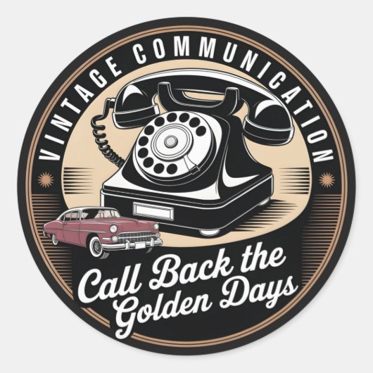 "Vintage Communication" Retro Embleem Ontwerp Ronde Sticker (Voorkant)