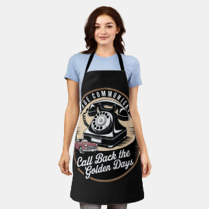 "Vintage Communication" Retro Embleem Ontwerp Schort