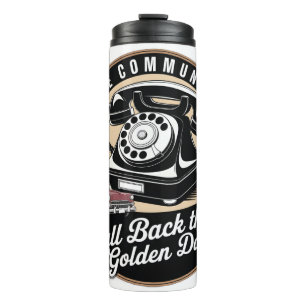 "Vintage Communication" Retro Embleem Ontwerp Thermosbeker