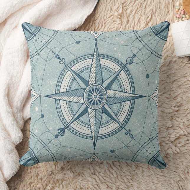 Vintage Compass Nautical Seamless Pattern (2) Kussen (Deken)