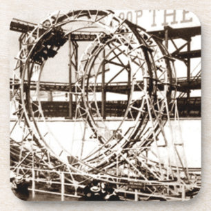 Vintage Coney Island Roller Onderzetters Sepia Gif