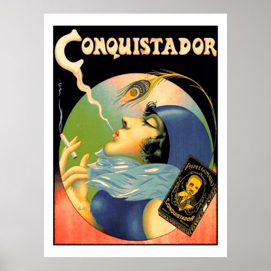 Vintage Conquistador sigaretten Tabak 1930 Poster (Voorkant)
