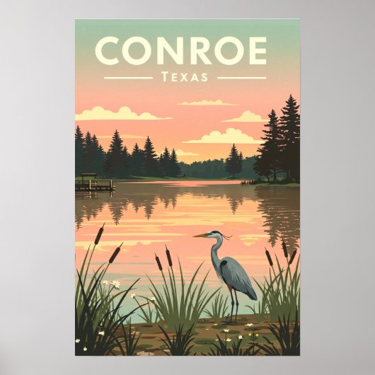 Vintage Conroe Texas Poster (Voorkant)