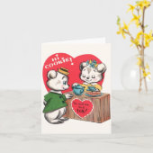 Vintage Cookie en Thee Valentijnsdagkaart Kaart (Gele Bloem)