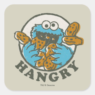 Vintage Cookie Monster   Hangry Vierkante Sticker
