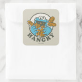 Vintage Cookie Monster | Hangry Vierkante Sticker (Tas)