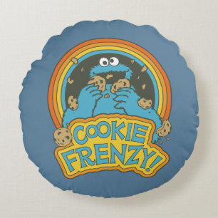 Vintage Cookie Monster  Koekje Frenzy Rond Kussen