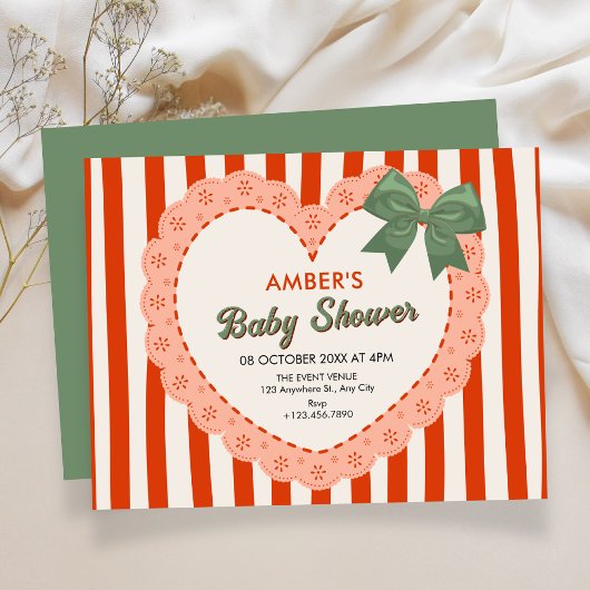 Vintage coquette babyfeest kaart