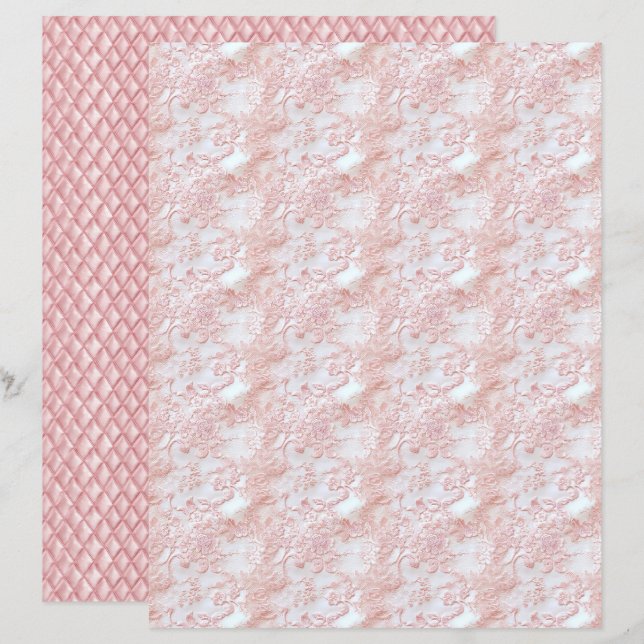 Vintage Coquette Bloem Motief Kant Papier (Voorkant / Achterkant)