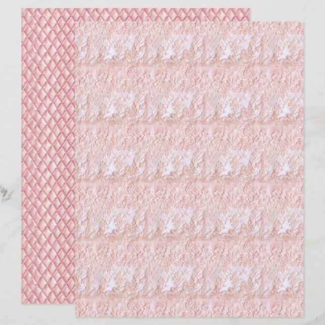 Vintage Coquette Bloemen Kant Scrapbook Papier (Voorkant / Achterkant)