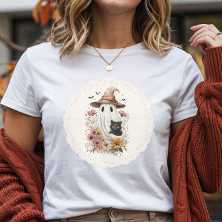 Vintage Coquette Geest & Zwarte Kat Halloween  Tri-Blend Shirt