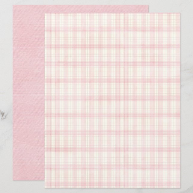 Vintage Coquette Geruite Scrapbook Papier (Voorkant / Achterkant)