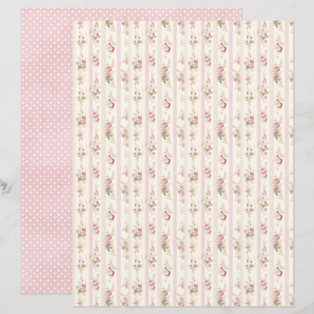 Vintage Coquette Roos Bloemenschrootboekpapier (Voorkant / Achterkant)