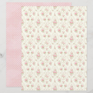Vintage Coquette Roze Bloem Scrapbook Papier