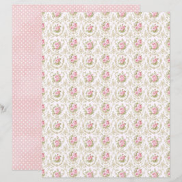 Vintage Coquette Roze Bloem Scrapbook Papierblad