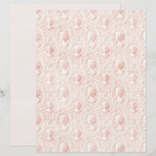 Vintage Coquette Roze Cameo Scrapbook Papier