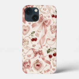 Vintage Coquette Roze Strik en Kersen Esthetiek Case-Mate iPhone Case