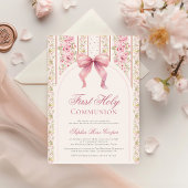 Vintage Coquette Strik Eerste Heilige Communie Kaart