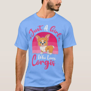 Vintage Corgi Hondenliefhebber, gewoon een meisje T-shirt
