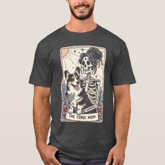 Vintage Corgi Moederkaart Skelet Spoken Halloween T-shirt