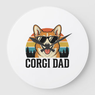 Vintage Corgi Vader Gravure Hond Liefhebber Shirt  Grote Klok