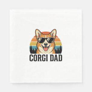 Vintage Corgi Vader Gravure Hond Liefhebber Shirt Servet