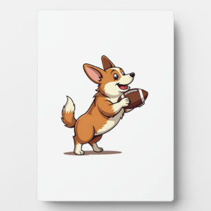 Vintage Corgi Voetbalhond Illustratie Retro Sport Fotoplaat