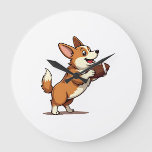 Vintage Corgi Voetbalhond Illustratie Retro Sport Grote Klok
