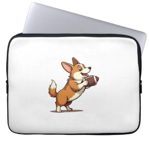 Vintage Corgi Voetbalhond Illustratie Retro Sport Laptop Sleeve