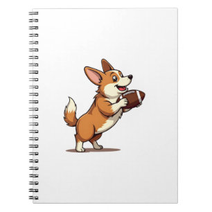 Vintage Corgi Voetbalhond Illustratie Retro Sport Notitieboek