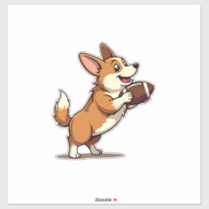 Vintage Corgi Voetbalhond Illustratie Retro Sport Sticker