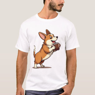 Vintage Corgi Voetbalhond Illustratie Retro Sport T-shirt
