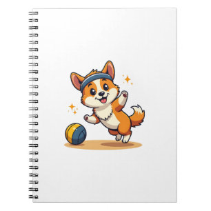 Vintage Corgi Volleybalhond Vector Illustratie S Notitieboek