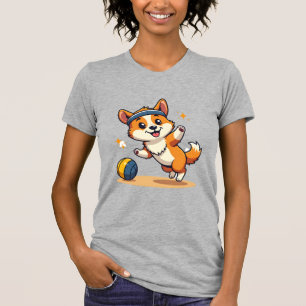 Vintage Corgi Volleybalhond Vector Illustratie S T-shirt