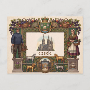 Vintage Cork City Ierland Ansichtkaart Briefkaart