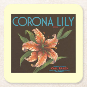 Vintage Corona Lily California Fruit Crate Label Kartonnen Onderzetters