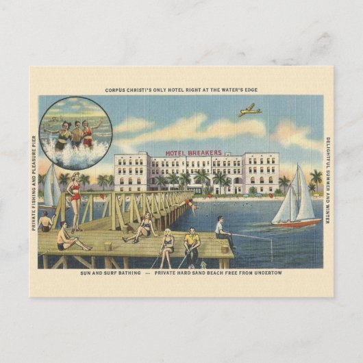 Vintage Corpus Christi Beach Briefkaart (Voorkant)