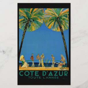 Vintage Cote D'Azur Franse Reizen Briefpapier