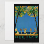 Vintage Cote D'Azur Franse Reizen Briefpapier (Voorkant / Achterkant)