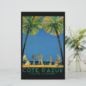 Vintage Cote D'Azur Franse Reizen Briefpapier (Staand voorkant)