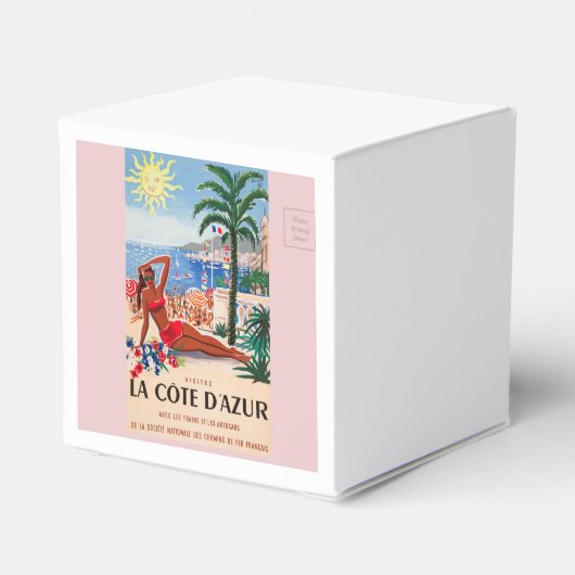 Vintage Cote D'Azur strandmeisje Bedankdoosjes (Achterkant)