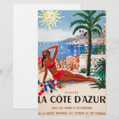 Vintage Cote D'Azur strandmeisje Briefpapier (Voorkant / Achterkant)
