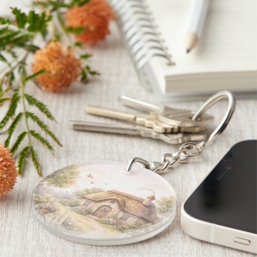 Vintage Cottage Acrylic Keychain (Voorkant Rechts)